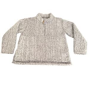 Women's 1/4 Zip Soft Comfy Pullover Gray/White Size L